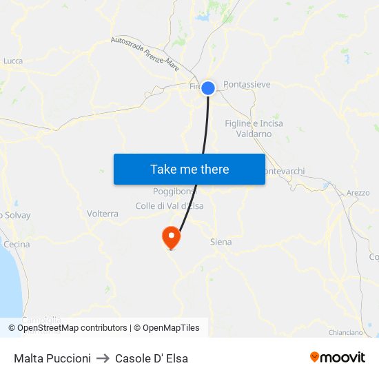 Malta Puccioni to Casole D' Elsa map