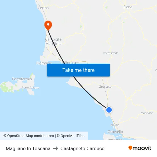 Magliano In Toscana to Castagneto Carducci map