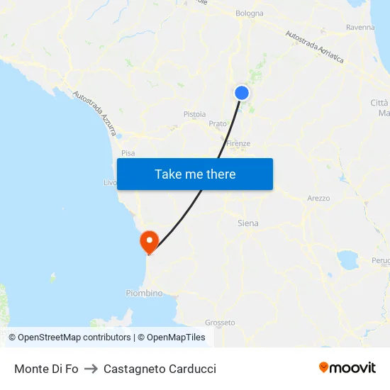 Monte Di Fo to Castagneto Carducci map