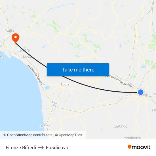 Firenze Rifredi to Fosdinovo map