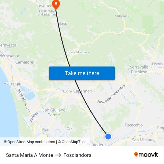 Santa Maria A Monte to Fosciandora map
