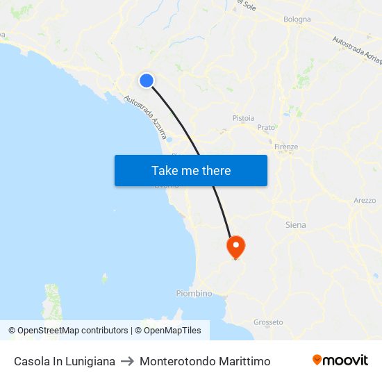 Casola In Lunigiana to Monterotondo Marittimo map