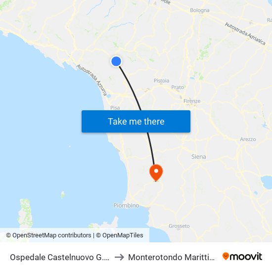 Ospedale Castelnuovo G.Na to Monterotondo Marittimo map