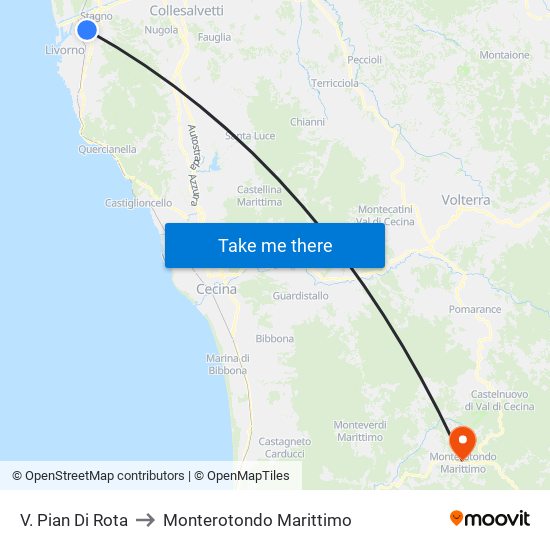 V. Pian Di Rota to Monterotondo Marittimo map