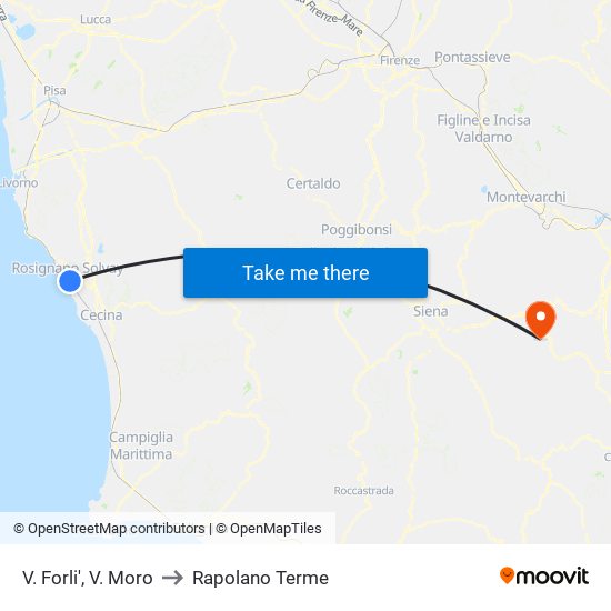 V. Forli',  V. Moro to Rapolano Terme map