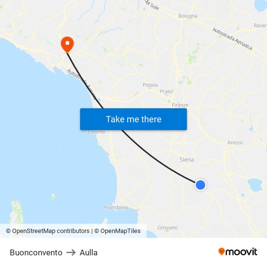 Buonconvento to Aulla map