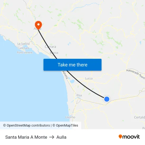 Santa Maria A Monte to Aulla map