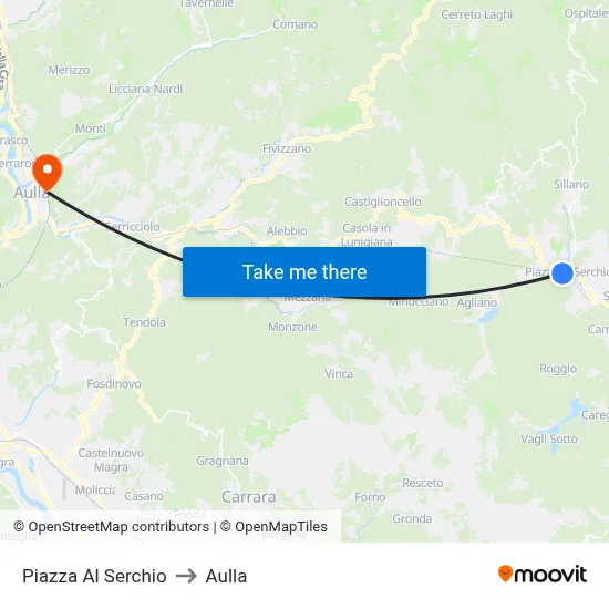 Piazza Al Serchio to Aulla map