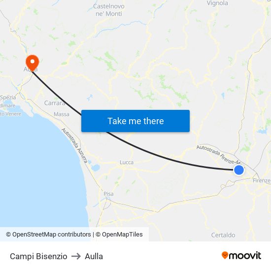 Campi Bisenzio to Aulla map