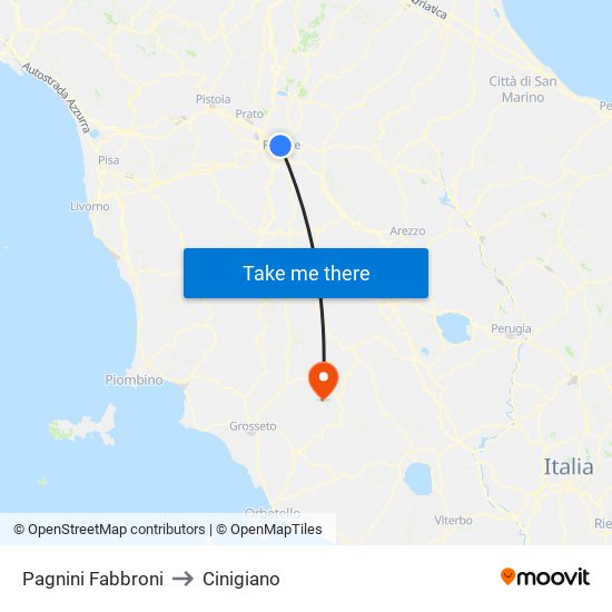 Pagnini Fabbroni to Cinigiano map
