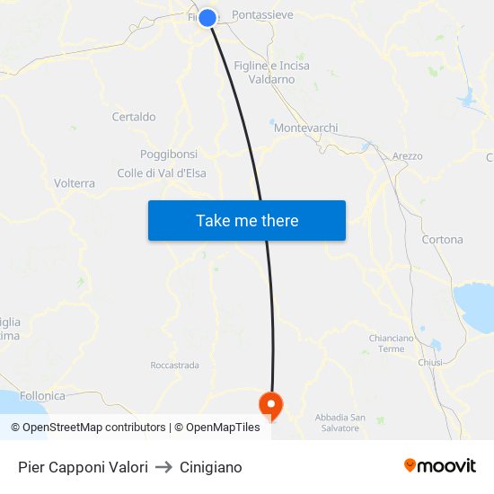 Pier Capponi Valori to Cinigiano map