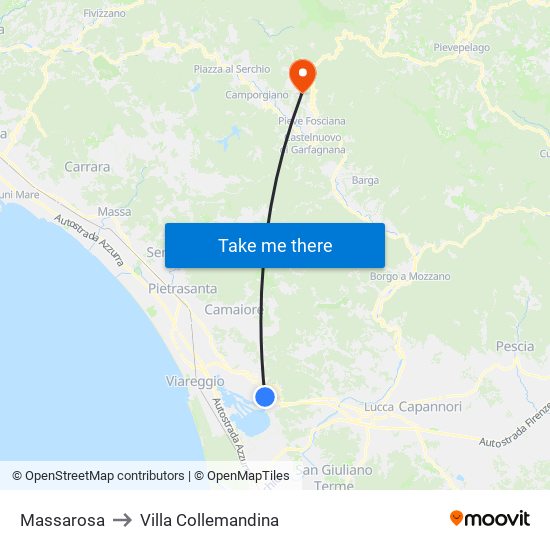 Massarosa to Villa Collemandina map