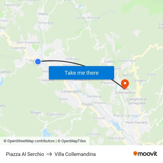Piazza Al Serchio to Villa Collemandina map