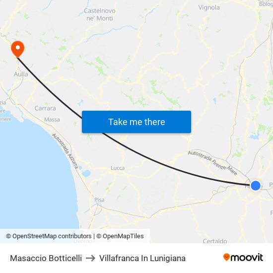 Masaccio Botticelli to Villafranca In Lunigiana map