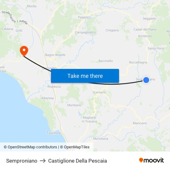 Semproniano to Castiglione Della Pescaia map