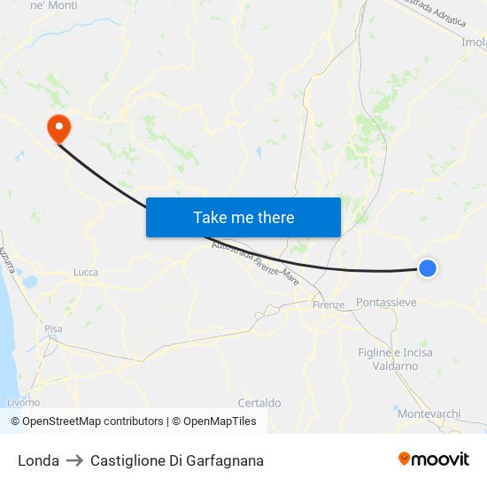 Londa to Castiglione Di Garfagnana map