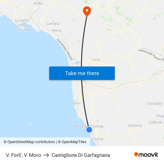 V. Forli',  V. Moro to Castiglione Di Garfagnana map