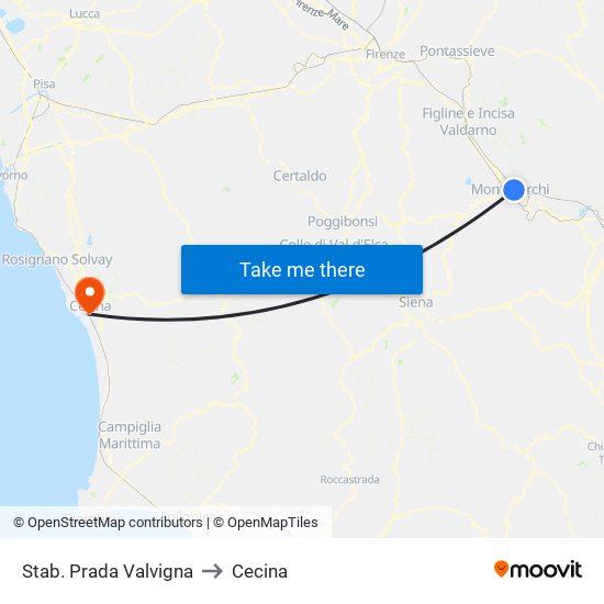 Stab. Prada Valvigna to Cecina map