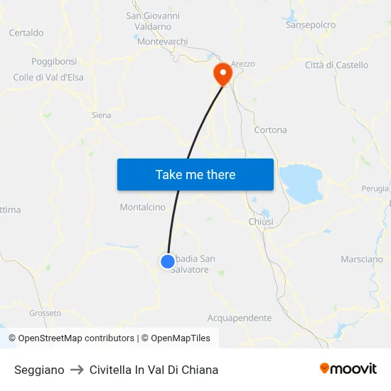 Seggiano to Civitella In Val Di Chiana map