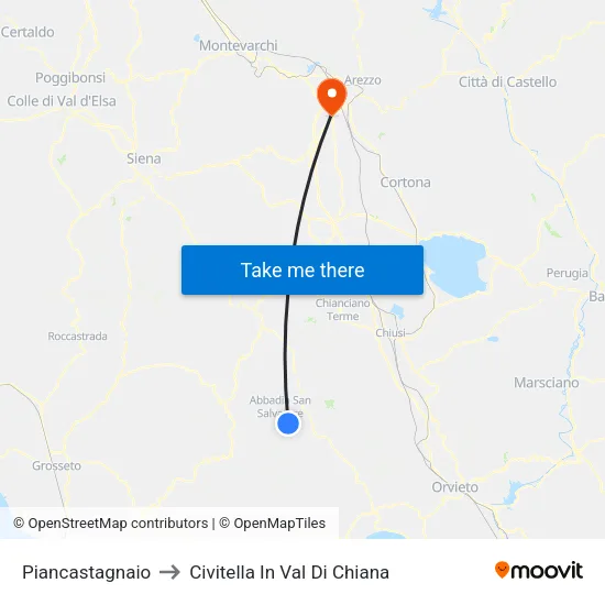 Piancastagnaio to Civitella In Val Di Chiana map