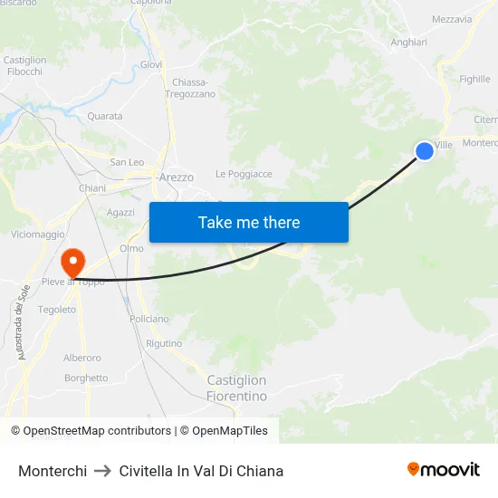 Monterchi to Civitella In Val Di Chiana map