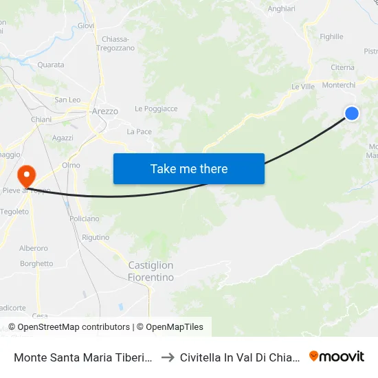 Monte Santa Maria Tiberina to Civitella In Val Di Chiana map