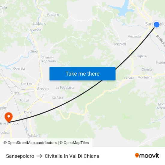 Sansepolcro to Civitella In Val Di Chiana map
