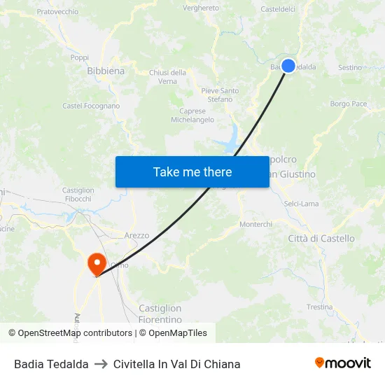 Badia Tedalda to Civitella In Val Di Chiana map