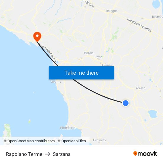 Rapolano Terme to Sarzana map