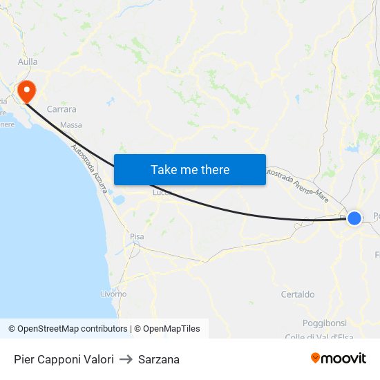 Pier Capponi Valori to Sarzana map