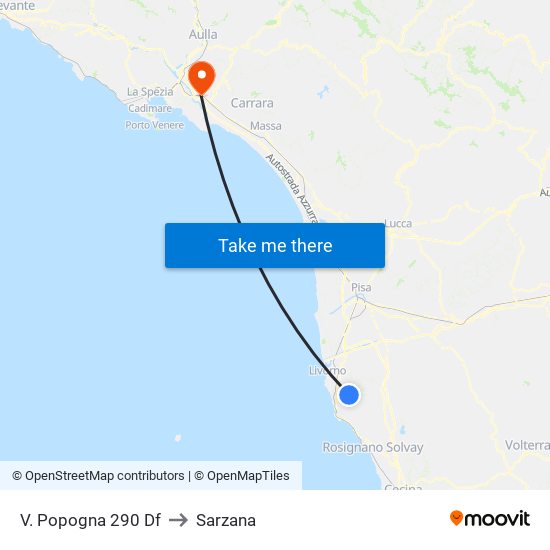 V. Popogna 290 Df to Sarzana map