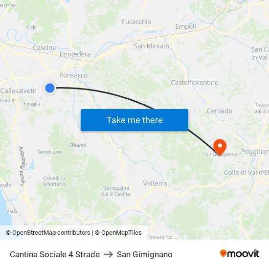 Cantina Sociale 4 Strade to San Gimignano map