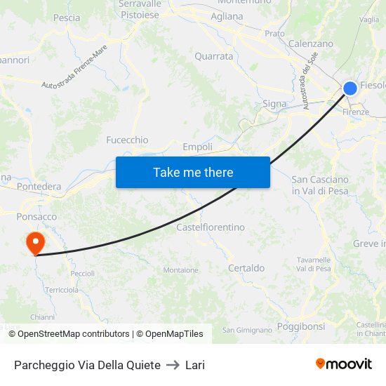 Parcheggio Via Della Quiete to Lari map
