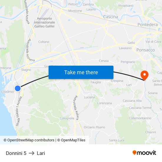 Donnini 5 to Lari map