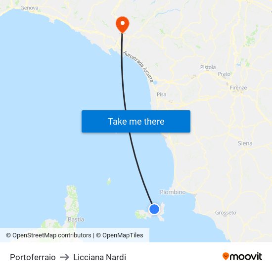 Portoferraio to Licciana Nardi map