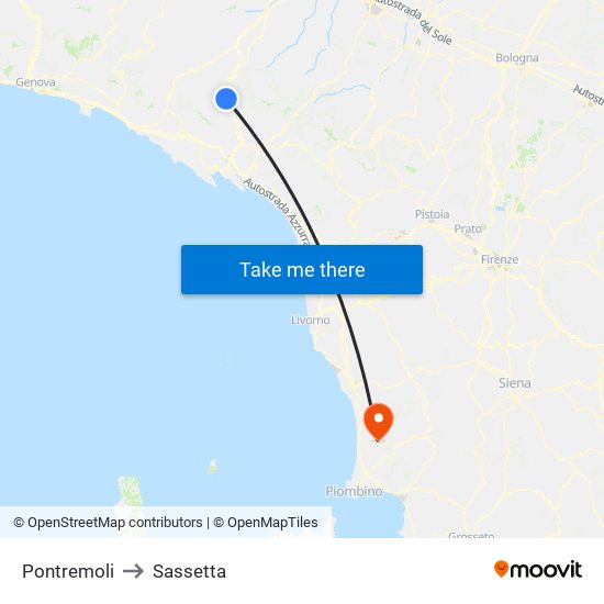 Pontremoli to Sassetta map