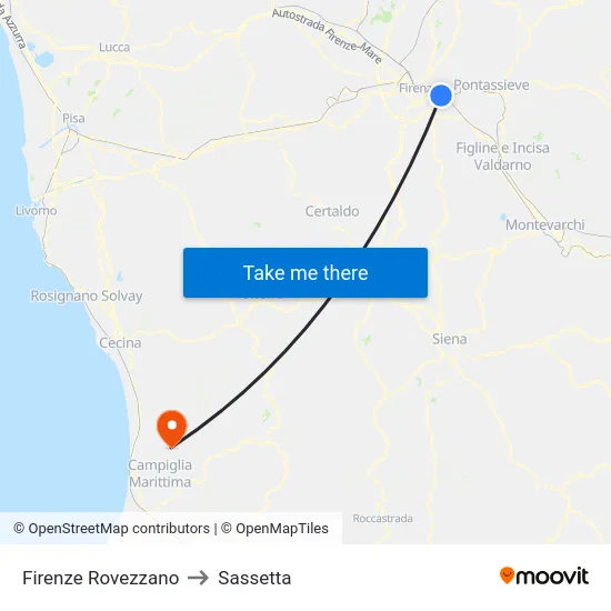 Firenze Rovezzano to Sassetta map