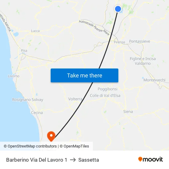 Barberino Via Del Lavoro 1 to Sassetta map