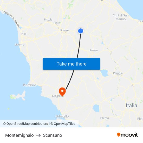 Montemignaio to Scansano map
