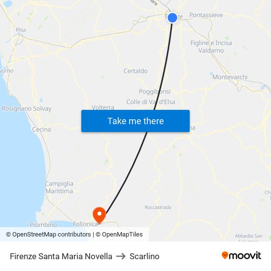 Firenze Santa Maria Novella to Scarlino map