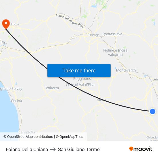Foiano Della Chiana to San Giuliano Terme map