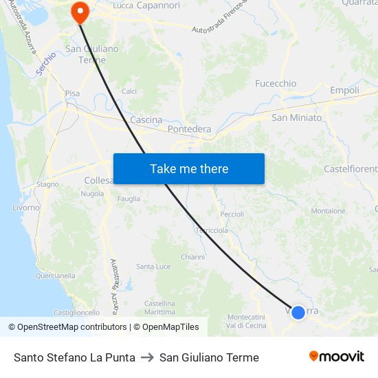 Santo Stefano La Punta to San Giuliano Terme map