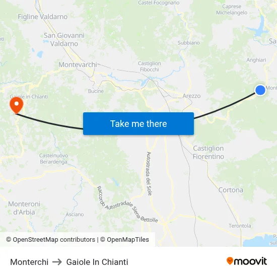 Monterchi to Gaiole In Chianti map