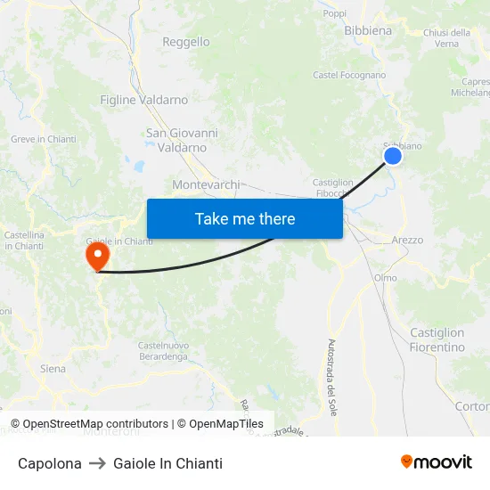 Capolona to Gaiole In Chianti map