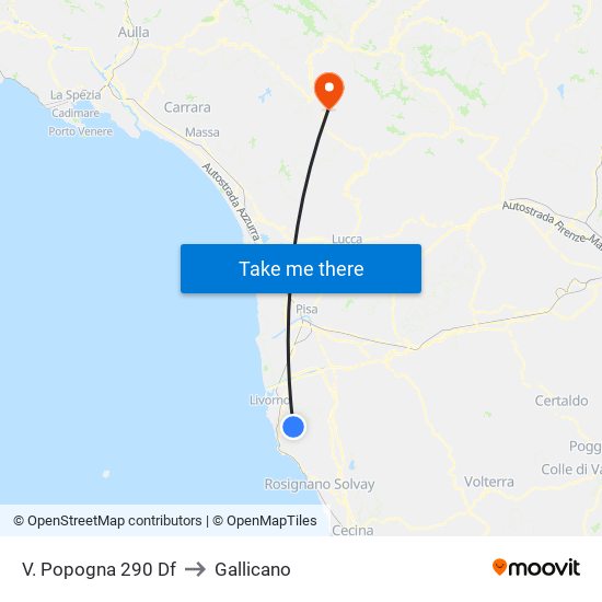 V. Popogna 290 Df to Gallicano map