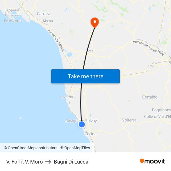 V. Forli',  V. Moro to Bagni Di Lucca map