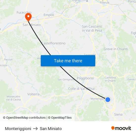 Monteriggioni to San Miniato map