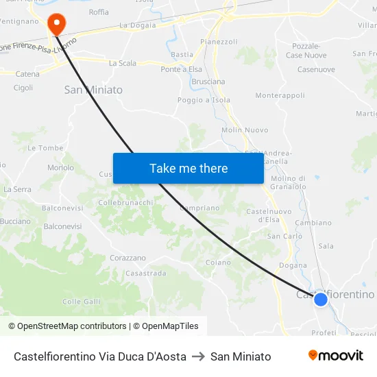 Castelfiorentino Via Duca D'Aosta to San Miniato map