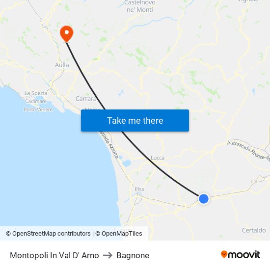 Montopoli In Val D' Arno to Bagnone map