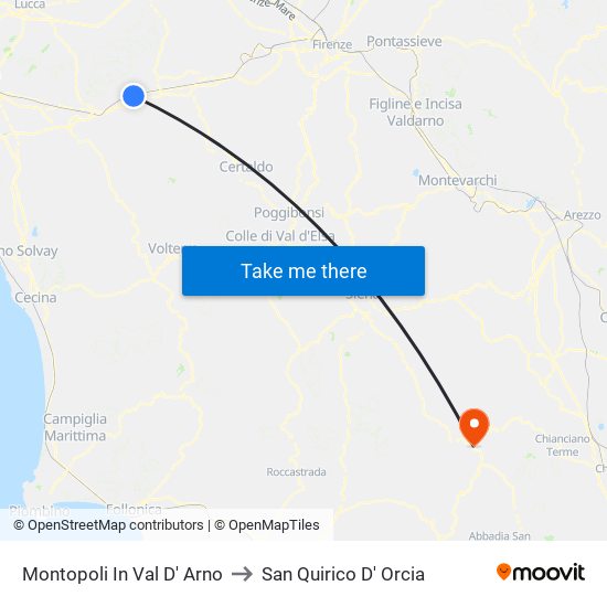 Montopoli In Val D' Arno to San Quirico D' Orcia map